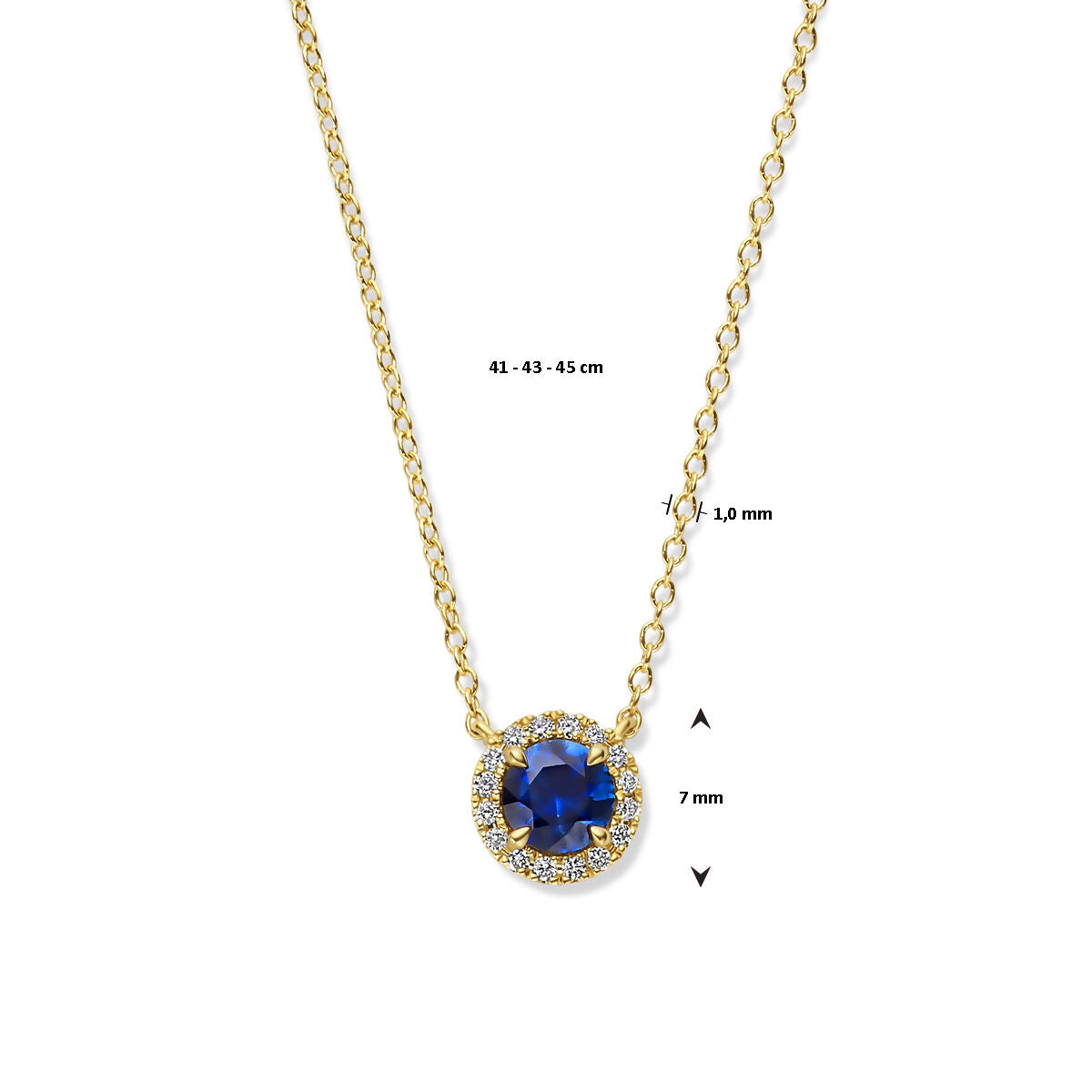 vDam 14k Geelgouden Collier met Saffier en Diamanten 4031837