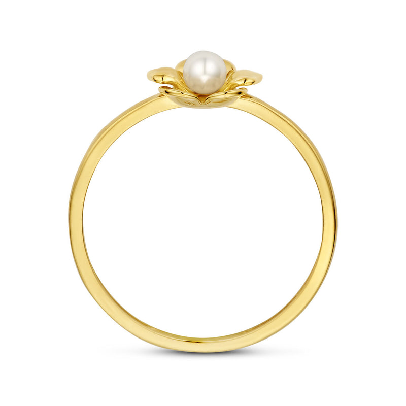 vDam 14k Geelgouden Bloem Ring met Parel 4032168