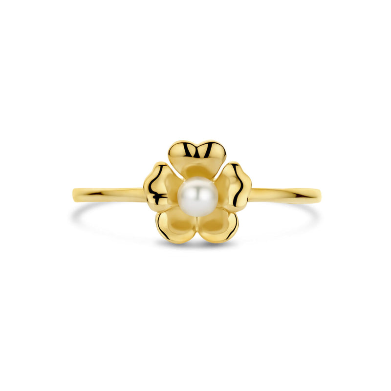 vDam 14k Geelgouden Bloem Ring met Parel 4032168