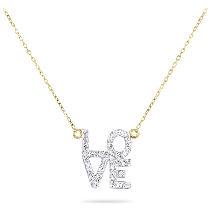 Gouden Ketting Love met zirconia