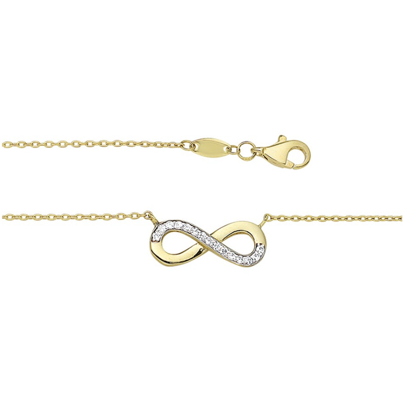 Gouden Ketting infinity zirkonia 42cm