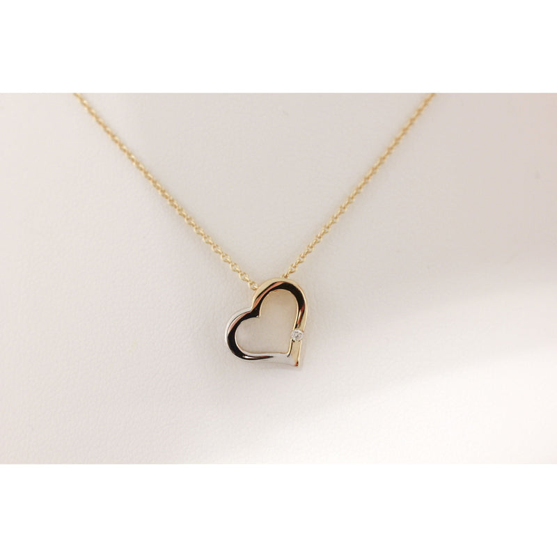 Gouden ketting hart met diamant 416794081 *