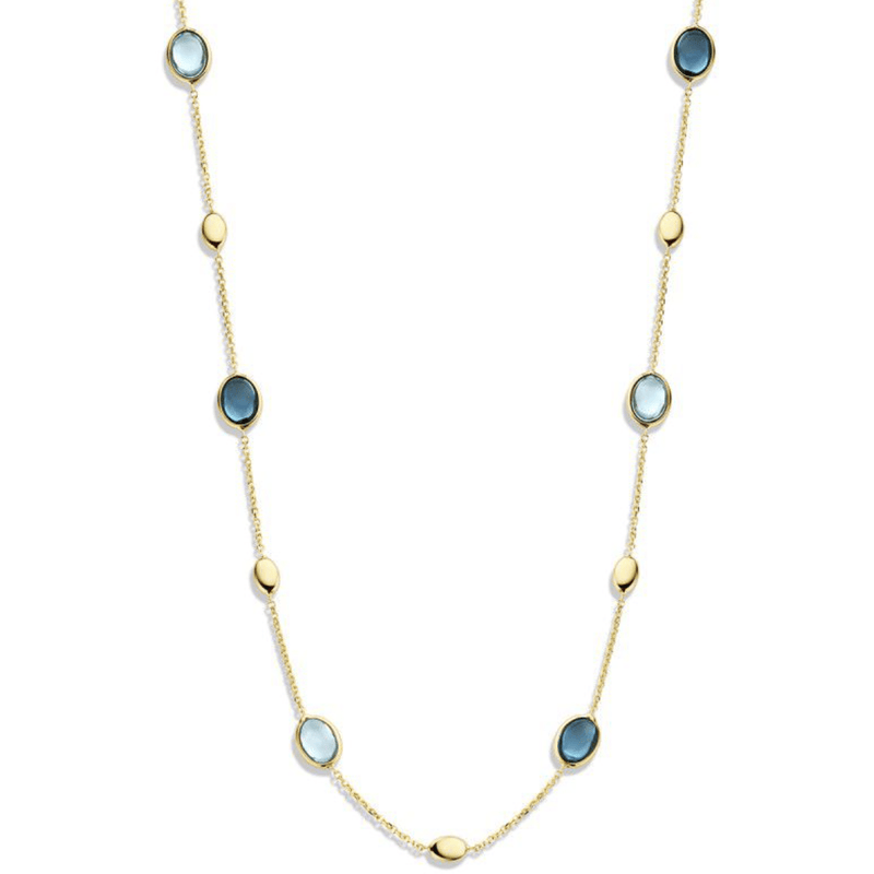 Ketting Geelgoud met topaas en london blue topaas CW136736