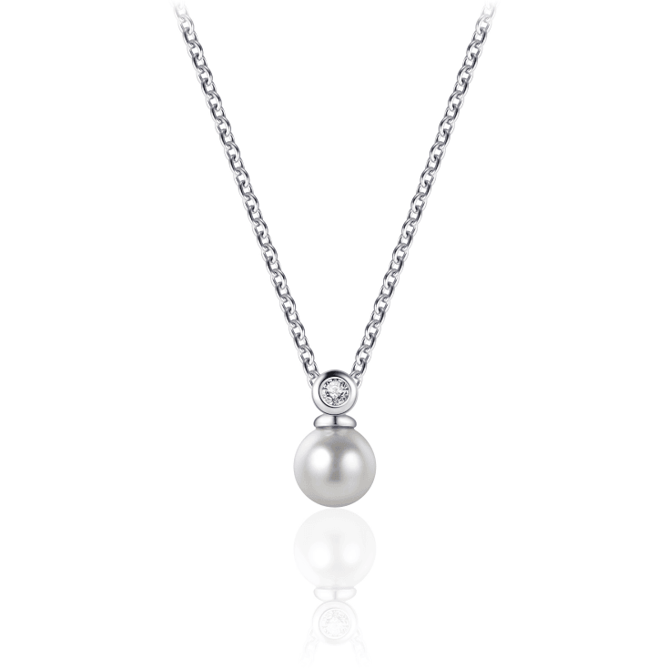 Zilveren Collier met Parel en Zirconia N1059