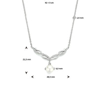 vDam Zilveren Collier Parel en Zirkonia 1333912