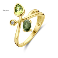 vDam 14k Geelgouden Ring met Groene Toermalijn, Peridot en Diamant 4031413