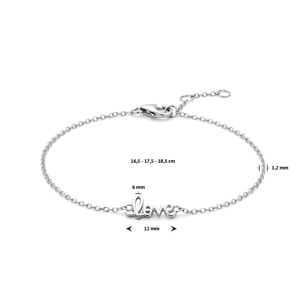 vDam Zilveren Gerhodineerde Love Armband 1339320