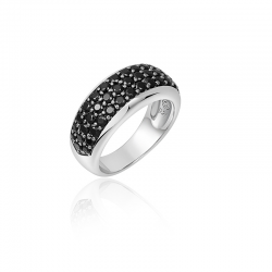 Zilveren Ring met Zwarte Zirconia R256Z mt 56