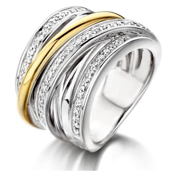 Ring zilver/goud zirkonia RF625967-58 *
