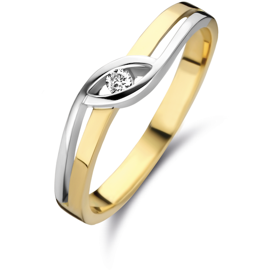 Bi coulour Gouden Ring met diamant 199.838.18