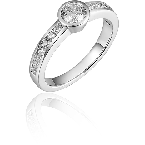 Zilveren ring met zirconia R071 52