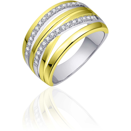 Zilveren Ring Goud Verguld met Zirconia | E055Y